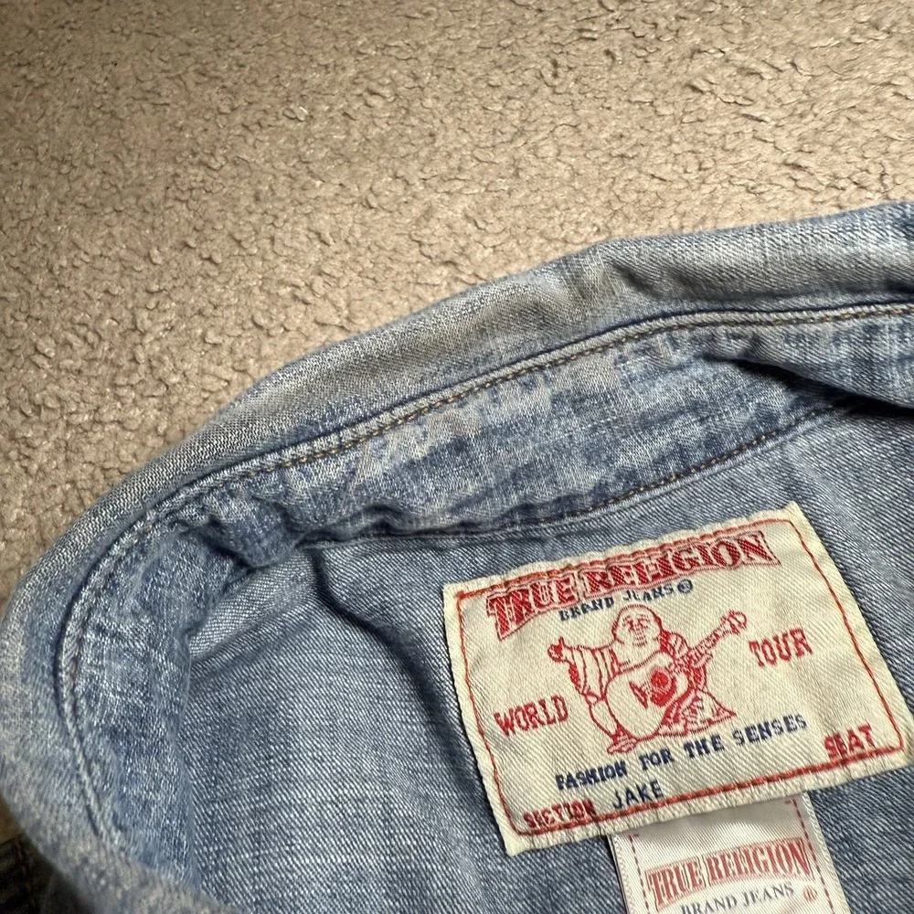 True Religion Jake Denim‎ Western Shirt Mens Blue Pearl Snap LS 3XL (Fits XL)